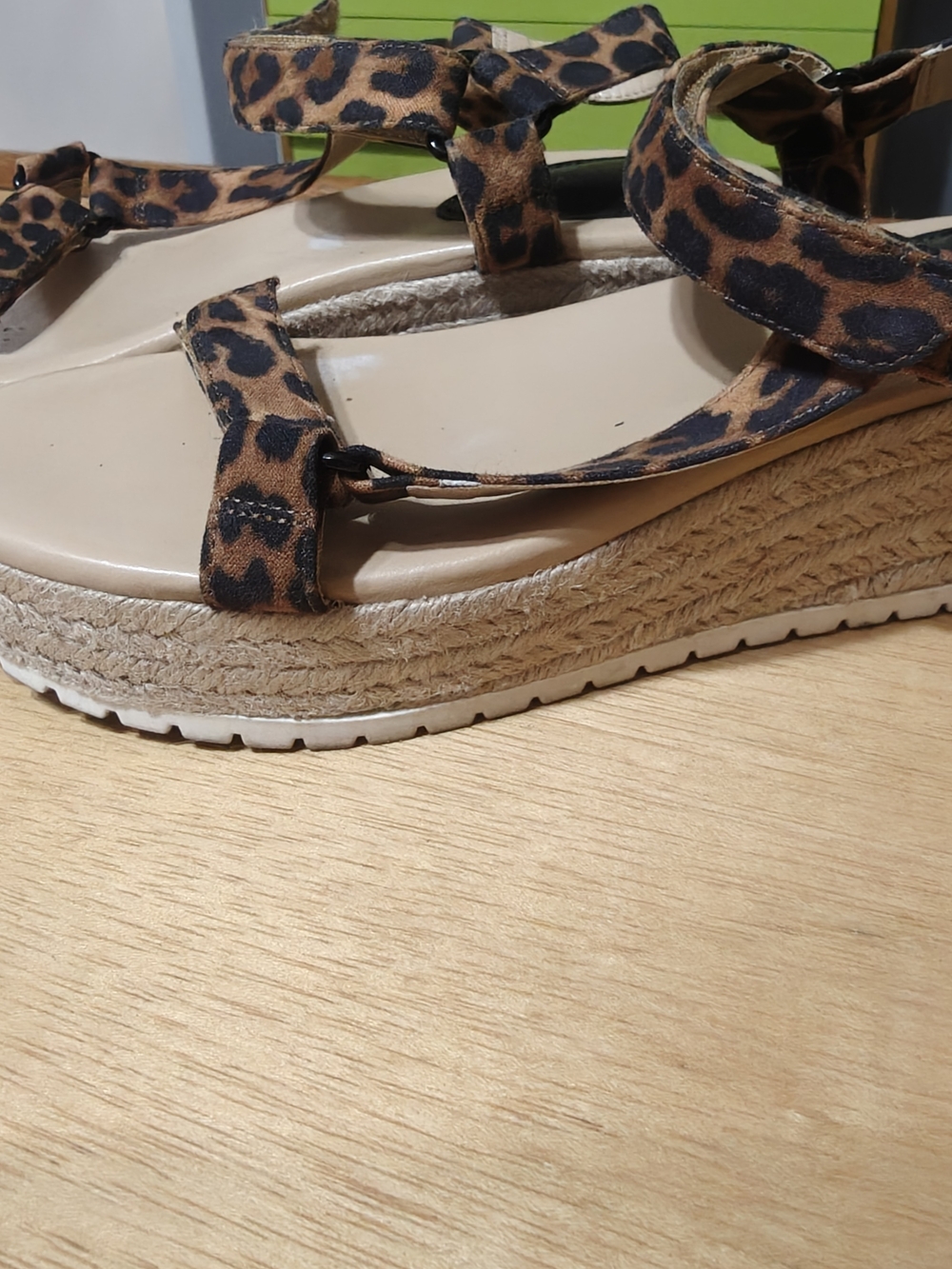 Nine West Leopard Print Espadrille Platform Sandals - Tan & Black